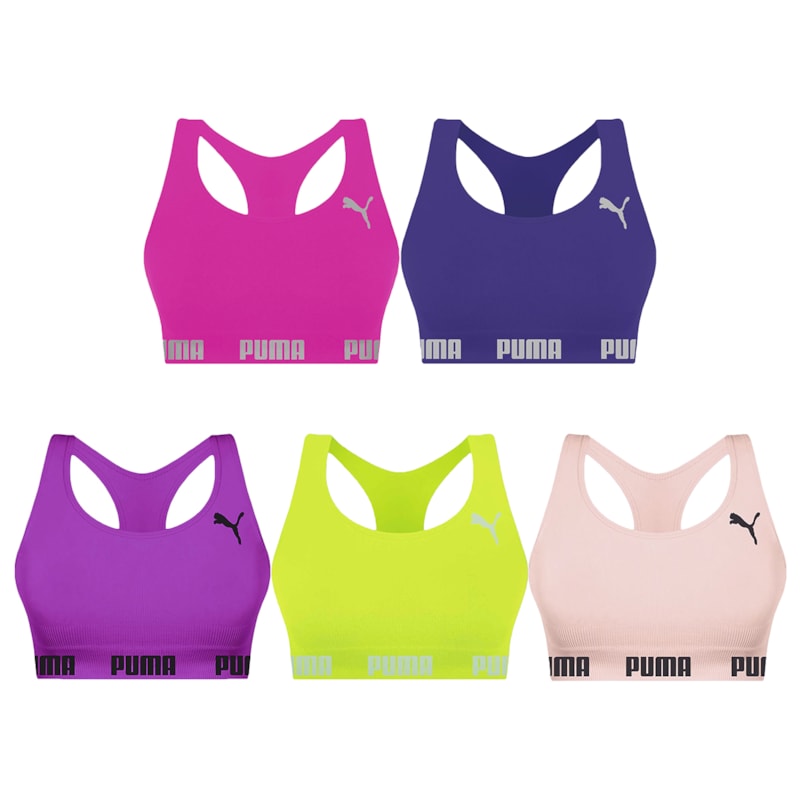 Kit 5 Tops Puma Nadador Sem Costura Feminino