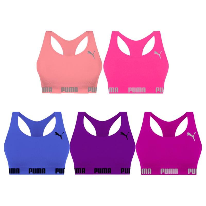 Kit 5 Tops Puma Nadador Sem Costura Feminino