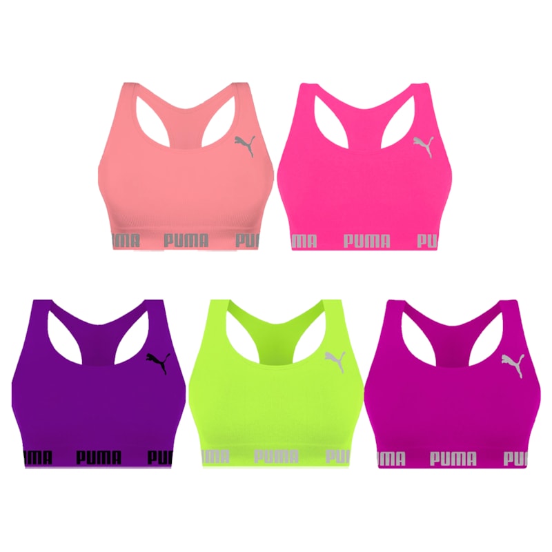 Kit 5 Tops Puma Nadador Sem Costura Feminino