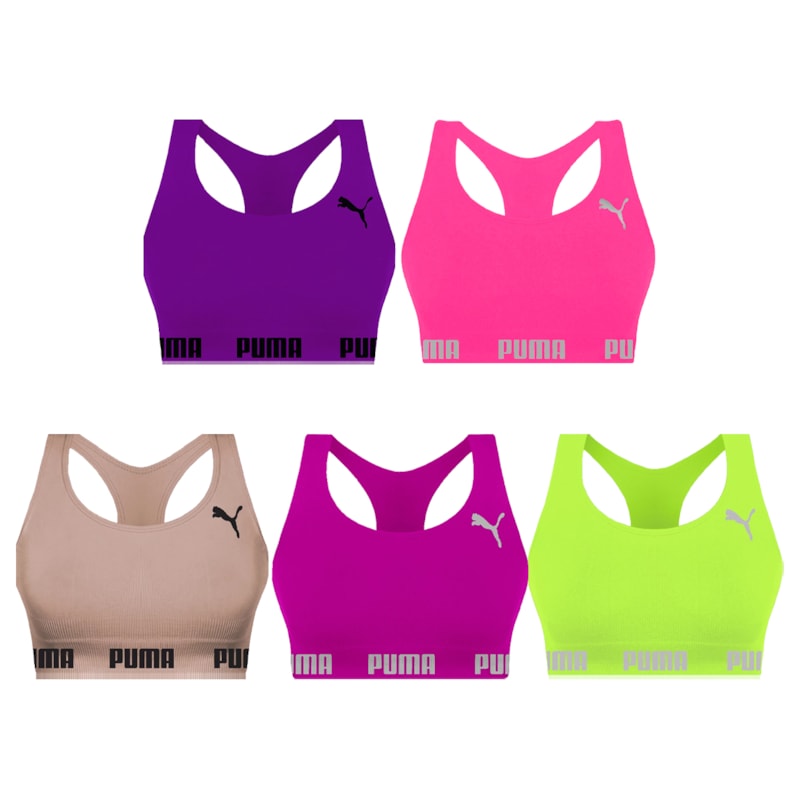 Kit 5 Tops Puma Nadador Sem Costura Feminino