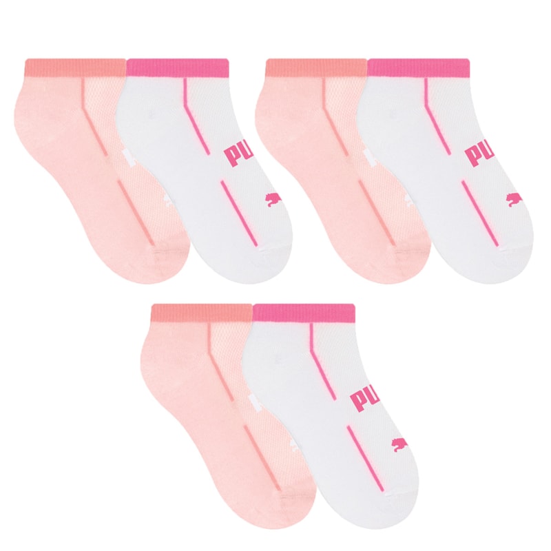 Kit 6 Pares de Meia Puma Sapatilha Infantil - Branco e Rosa