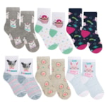 Kit 6 Pares de Meia Selene Meninas Estampada Infantil