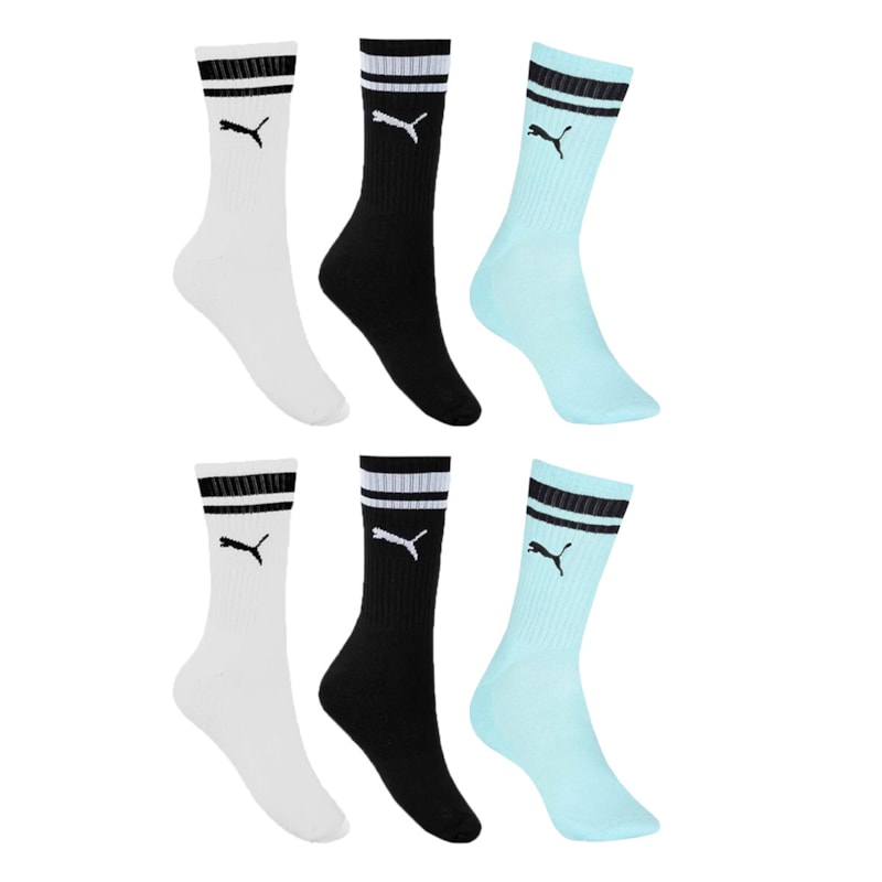 Kit 6 Pares de Meias Puma Esportiva Cano Longo Masculino