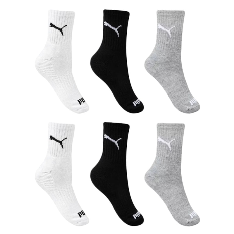 Kit 6 Pares de Meias Puma Esportiva Cano Médio Feminino Kit 6 Pares de Meias Puma Esportiva Cano Médio Feminino