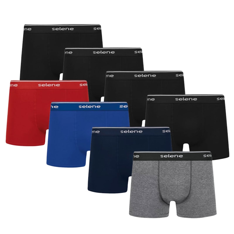 Kit 8 Cuecas Boxer Selene Algodão Masculino