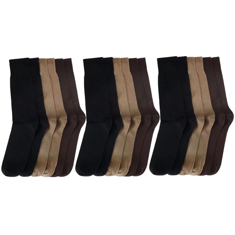 Kit 9 Pares de Meia Selene Social Cano Longo Masculina - Preto e Café Kit 9 Pares de Meia Selene Social Cano Longo Masculina - Preto e Café