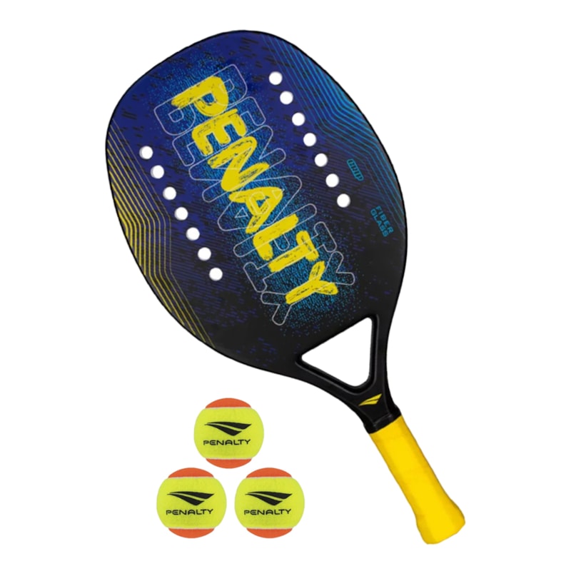 Kit Beach Tennis Raquete Penalty Fiber Glass + 3 Bolas