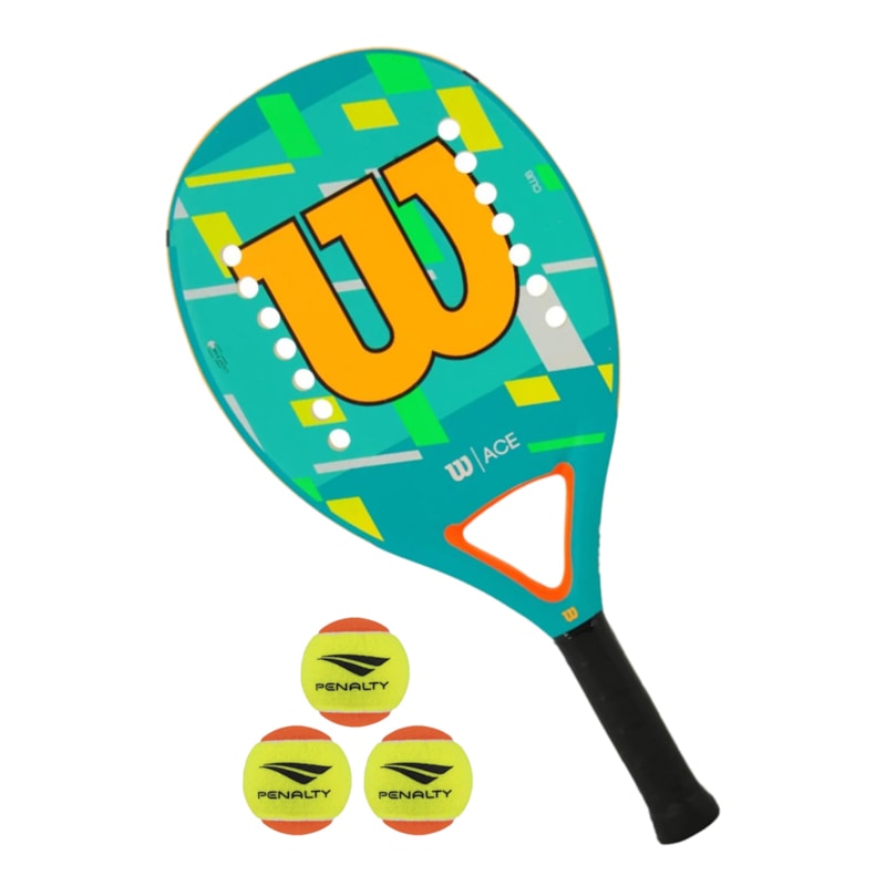 Kit Beach Tennis Raquete Wilson Ace + 3 Bolas