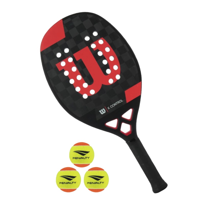 Kit Beach Tennis Raquete Wilson K Control + 3 Bolas