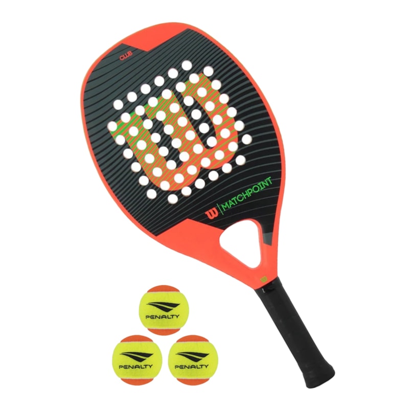 Kit Beach Tennis Raquete Wilson Match Point + 3 Bolas