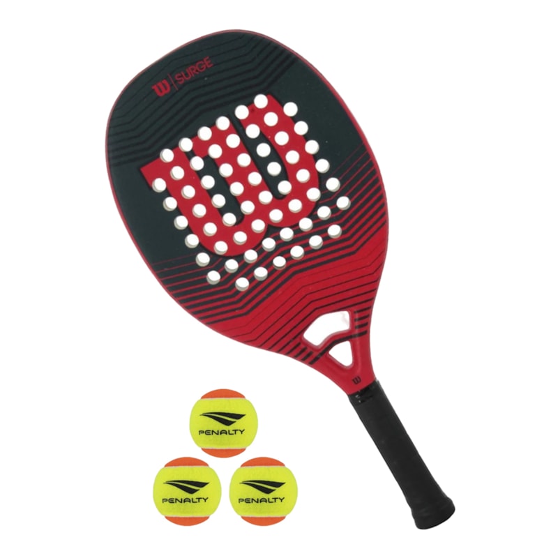 Kit Beach Tennis Raquete Wilson Surge + 3 Bolas