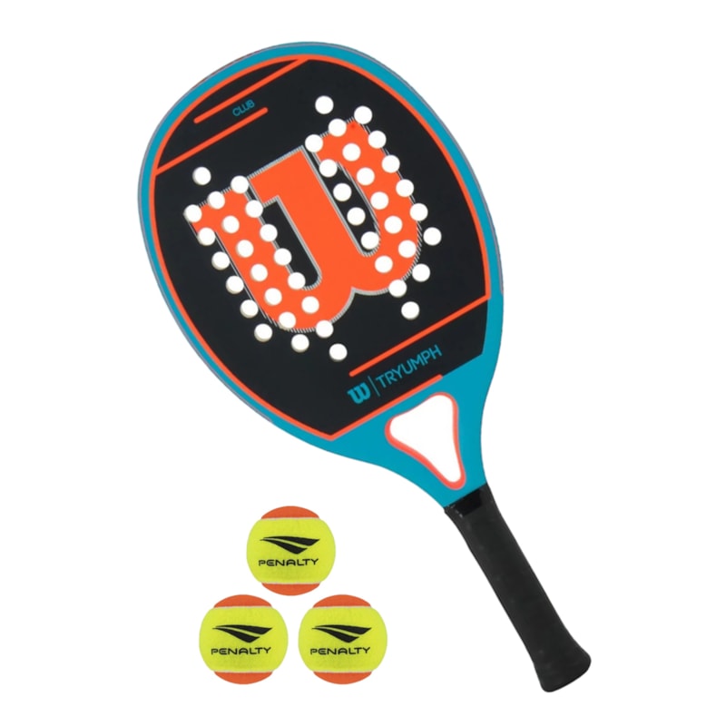 Kit Beach Tennis Raquete Wilson Tryumph + 3 Bolas