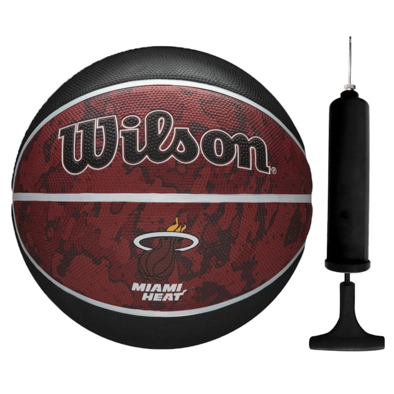 Kit Bola Basquete Wilson NBA Team Miami Heat + Bomba de Ar