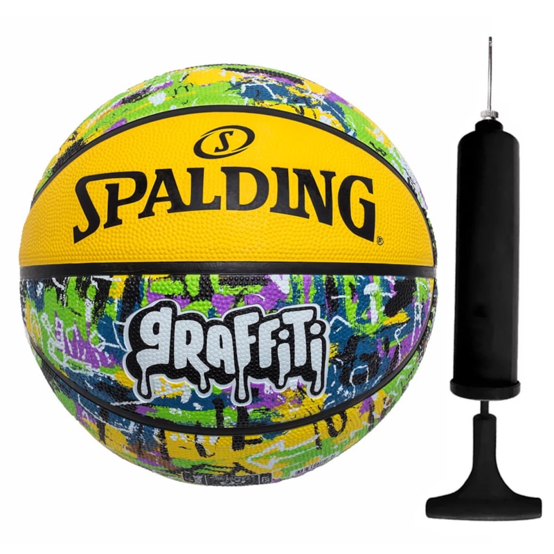 Kit Bola de Basquete Spalding Graffiti + Bomba de Ar