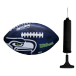 Kit Bola de Futebol Americano Wilson NFL Seatle Seahawks + Bomba de Ar