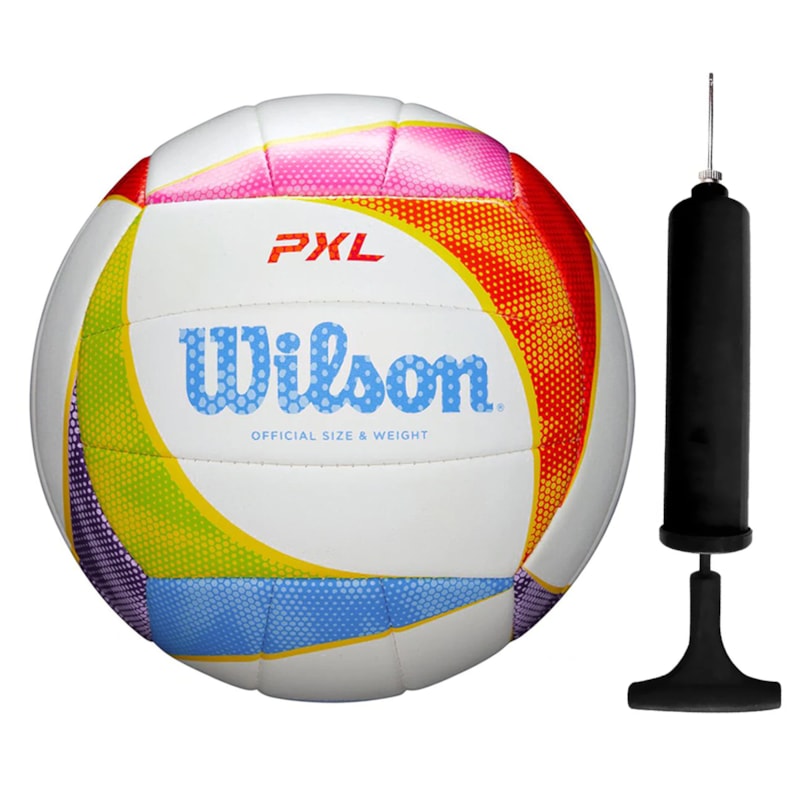 Kit Bola Vôlei Wilson Pixel + Bomba de Ar