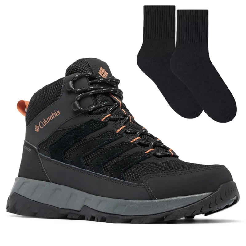 Kit Bota Columbia Strata Trail Mid Masculina + Par de Meia