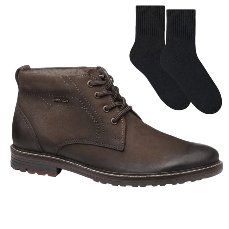 Kit Bota Pegada Rustic Masculina + Par De Meia