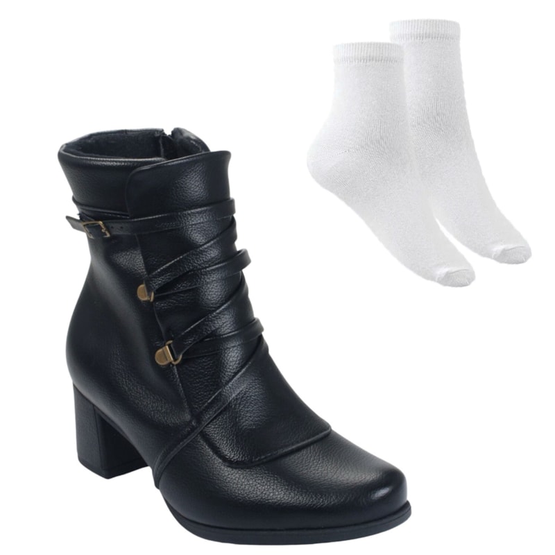 Kit Bota Piccadilly Danubia Cano Baixo Feminina + Meia