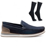 Kit Mocassim Democrata Denim Flow Masculino + Par De Meia