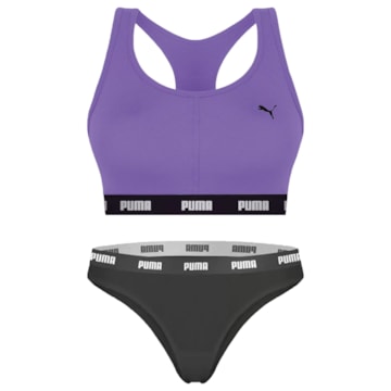 Kit Puma Top Nadador + Calcinha Biquíni Feminino