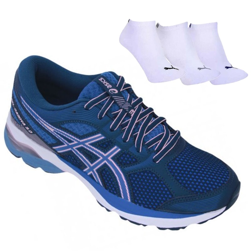 Kit Tênis Asics Gel-Nagoya 3 Feminino + 3 Pares de Meia Kit Tênis Asics Gel-Nagoya 3 Feminino + 3 Pares de Meia