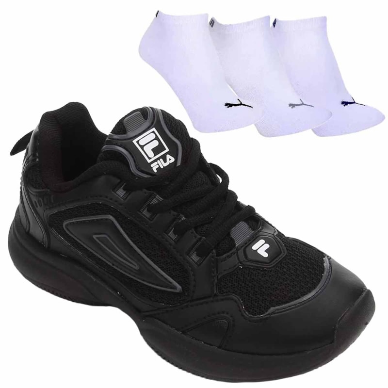 Kit Tênis Fila Attrek Juvenil + 3 Pares de Meia Kit Tênis Fila Attrek Juvenil + 3 Pares de Meia