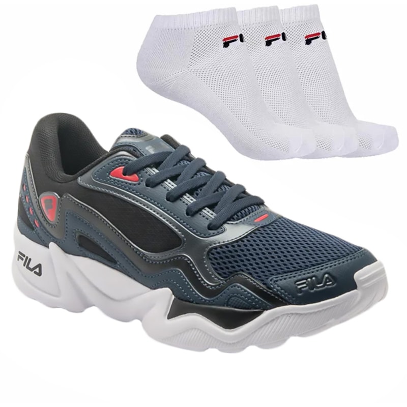 Kit Tênis Fila Interceptor Masculino + 3 Pares de Meia Kit Tênis Fila Interceptor Masculino + 3 Pares de Meia