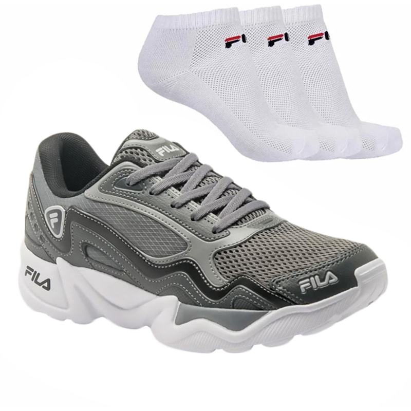 Kit Tênis Fila Interceptor Masculino + 3 Pares de Meia Kit Tênis Fila Interceptor Masculino + 3 Pares de Meia