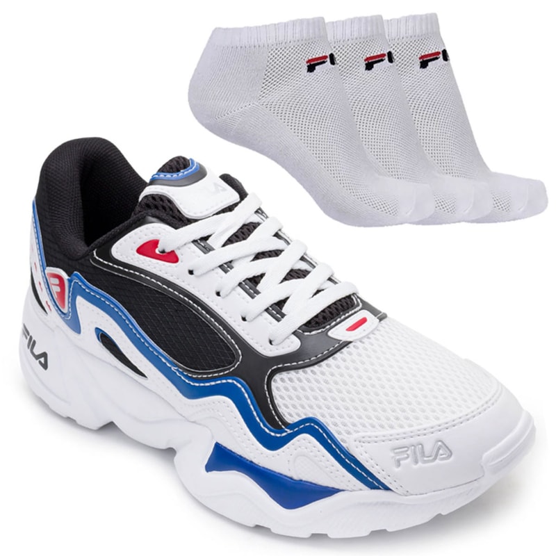 Kit Tênis Fila Interceptor Masculino + 3 Pares de Meia Kit Tênis Fila Interceptor Masculino + 3 Pares de Meia