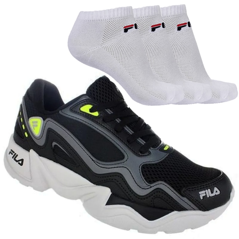 Kit Tênis Fila Interceptor Masculino + 3 Pares de Meia Fila Kit Tênis Fila Interceptor Masculino + 3 Pares de Meia Fila