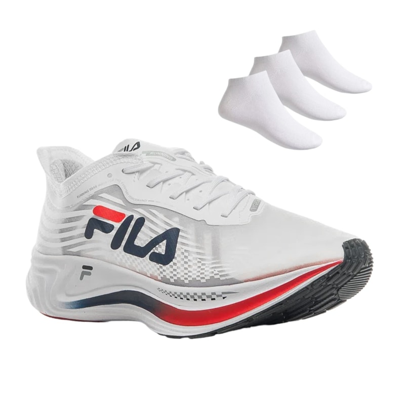 Kit Tênis Fila Racer Carbon Masculino + 3 Pares de Meias