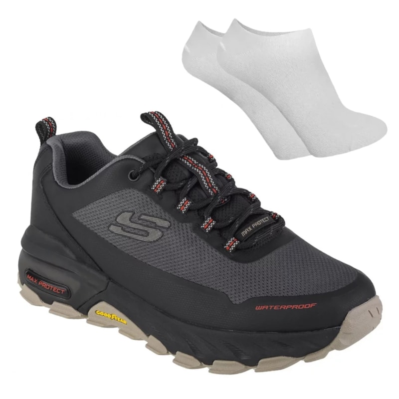 Kit Tênis Impermeável Skechers Max Protect Fast Track Masculino + Par De Meia