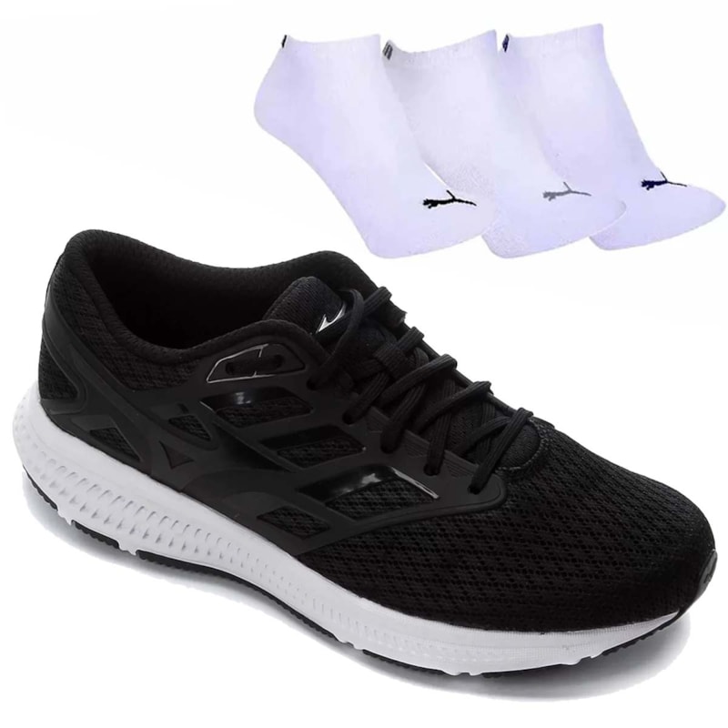 Kit Tênis Mizuno Action Feminino + 3 Pares de Meia Kit Tênis Mizuno Action Feminino + 3 Pares de Meia
