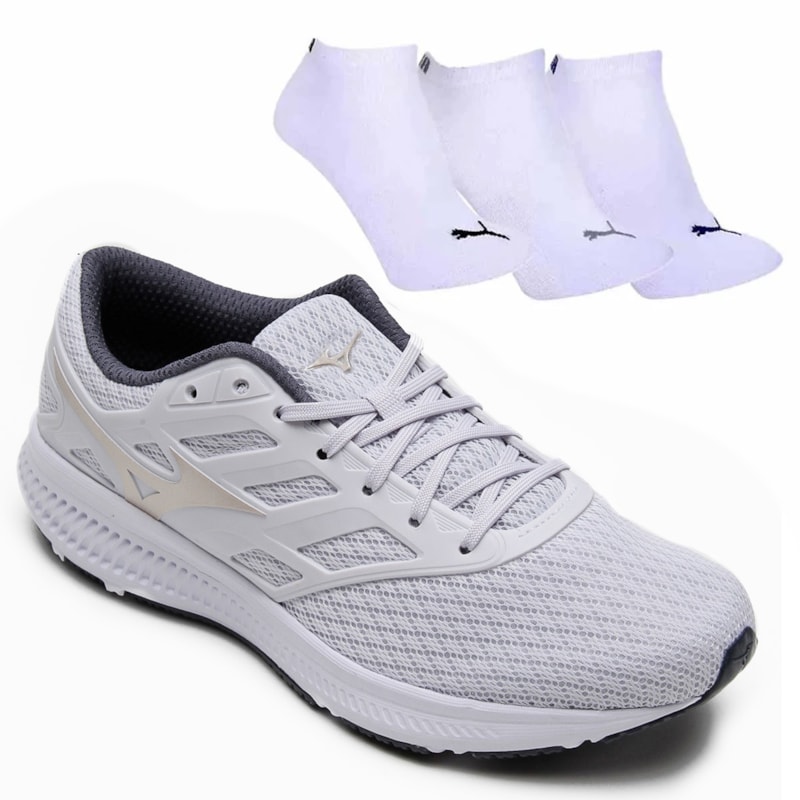 Kit Tênis Mizuno Action Feminino + 3 Pares de Meia Kit Tênis Mizuno Action Feminino + 3 Pares de Meia