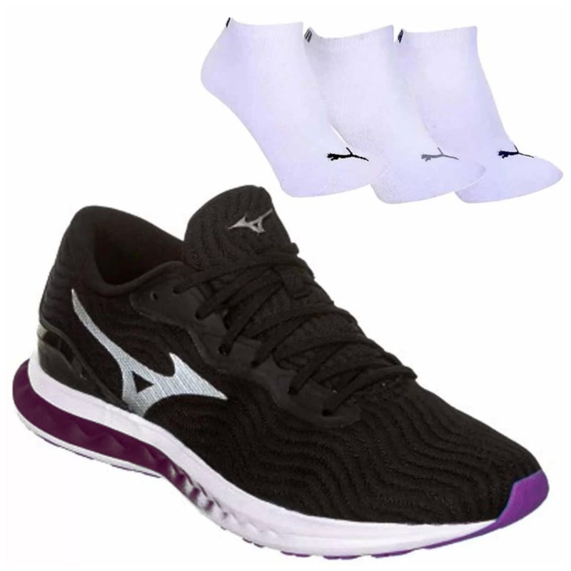 Kit Tênis Mizuno Glow Feminino + 3 Pares de Meia Kit Tênis Mizuno Glow Feminino + 3 Pares de Meia