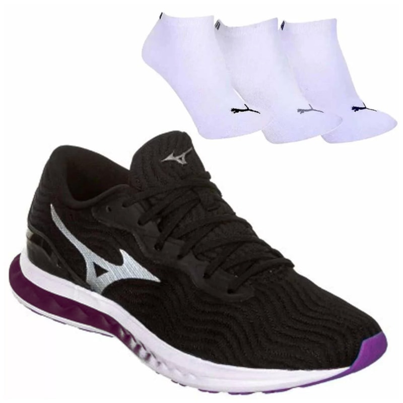 Kit Tênis Mizuno Glow Feminino + 3 Pares de Meia