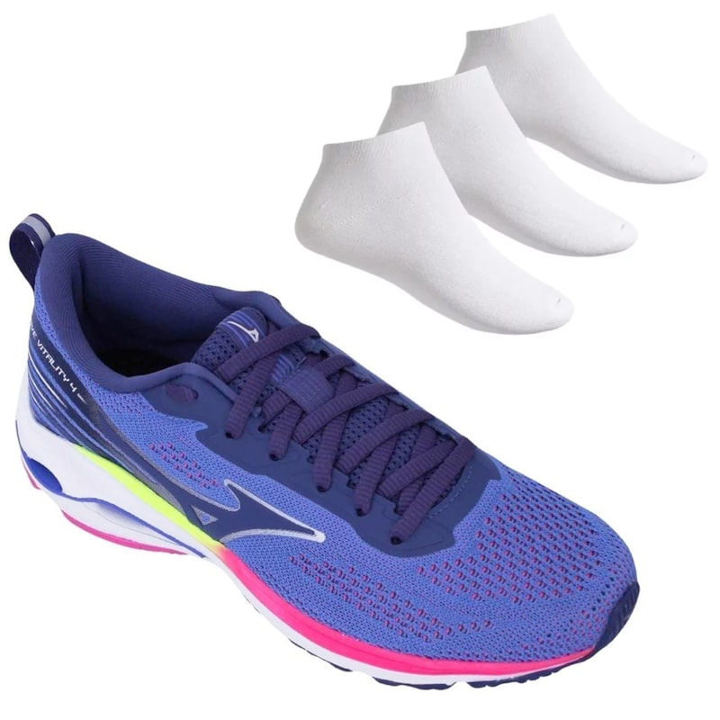 Kit Tênis Mizuno Vitality 4 Feminino + 3 Pares de Meias