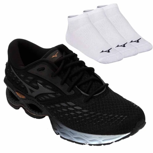 Kit Tênis Mizuno Wave Creation 21 Masculino + 3 Pares de Meia Mizuno Kit Tênis Mizuno Wave Creation 21 Masculino + 3 Pares de Meia Mizuno