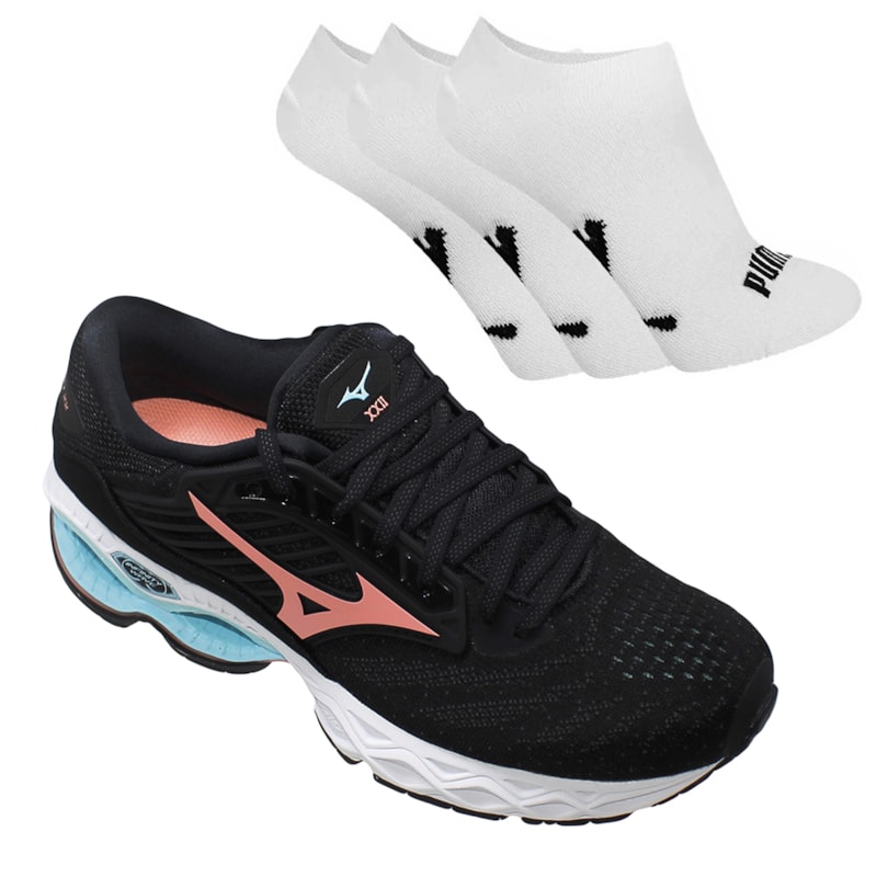 Kit Tênis Mizuno Wave Creation 22 Feminino + 3 Pares de Meia Kit Tênis Mizuno Wave Creation 22 Feminino + 3 Pares de Meia