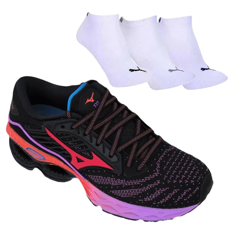 Kit Tênis Mizuno Wave Creation 22 Feminino + 3 Pares de Meia Kit Tênis Mizuno Wave Creation 22 Feminino + 3 Pares de Meia
