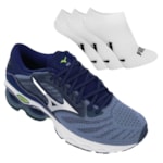 Kit Tênis Mizuno Wave Creation 22 Masculino + 3 Pares de Meia