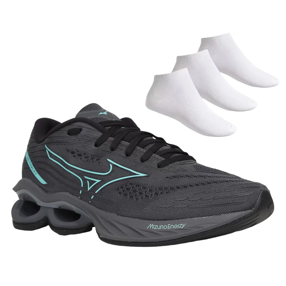 Kit Tenis Mizuno Wave Creation 24 Masculino 3 Pares de Meias EsporteLegal