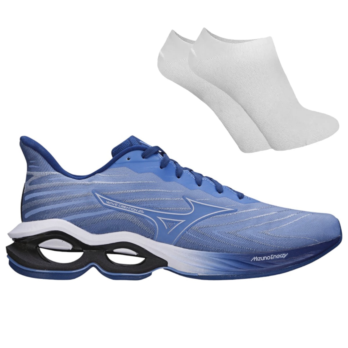 Kit Tenis Mizuno Wave Creation 25 Masculino Par de Meia EsporteLegal