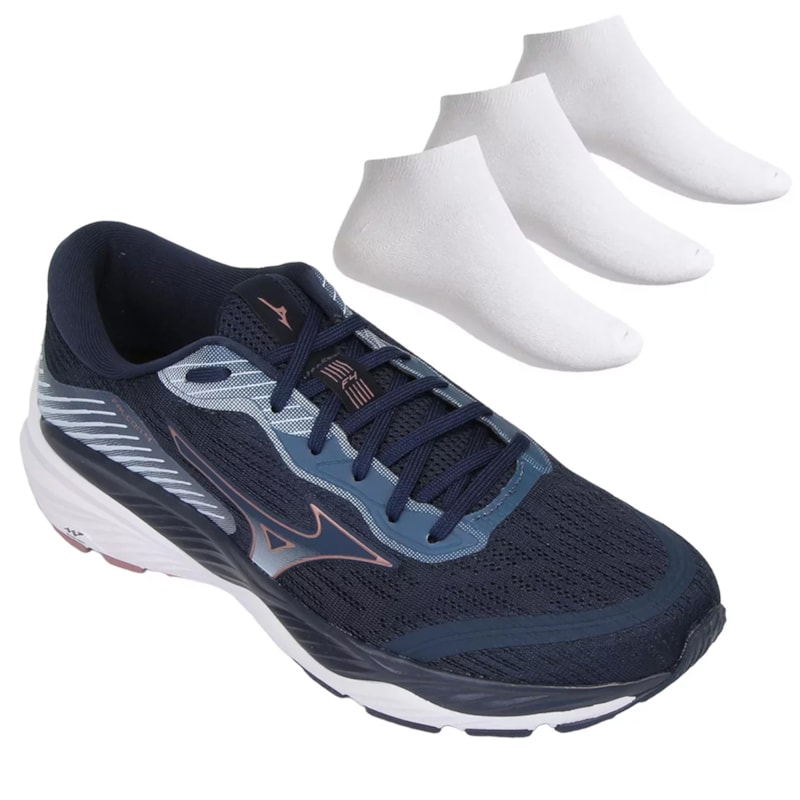 Kit Tênis Mizuno Wave Falcon 4 Feminino + 3 Pares de Meias