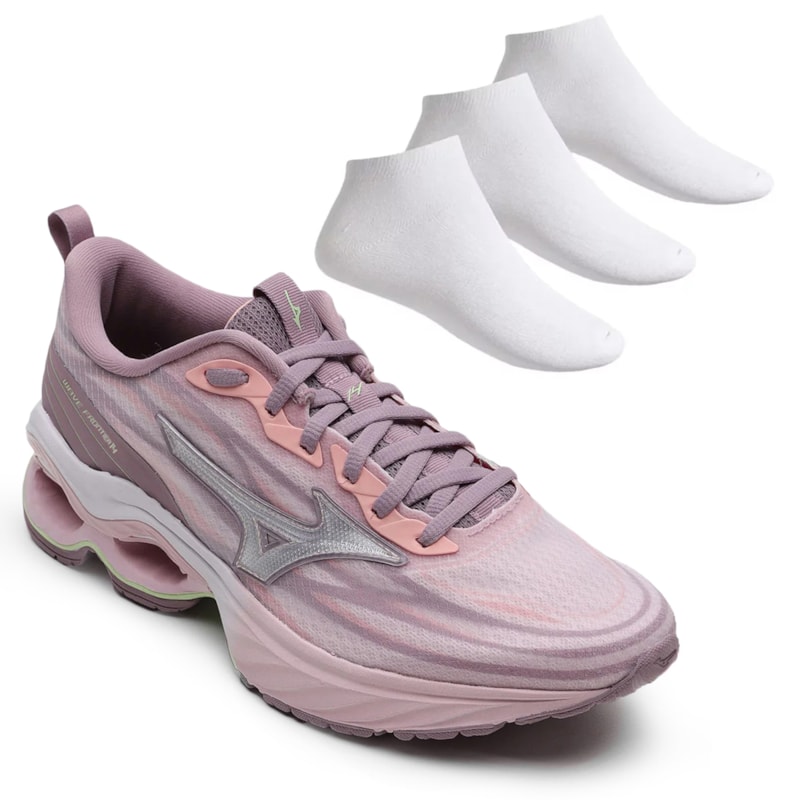 Kit Tênis Mizuno Wave Frontier 14 Feminino + 3 Pares de Meias