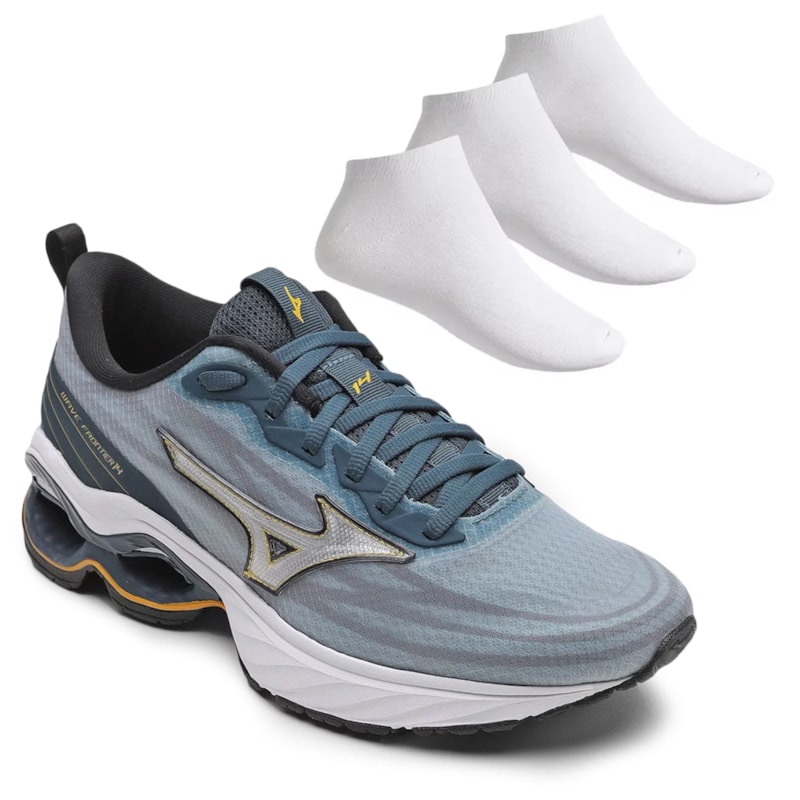 Kit Tênis Mizuno Wave Frontier 14 Masculino + 3 Pares de Meias