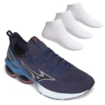 Kit Tênis Mizuno Wave Invictus 3 Masculino + 3 Pares de Meias