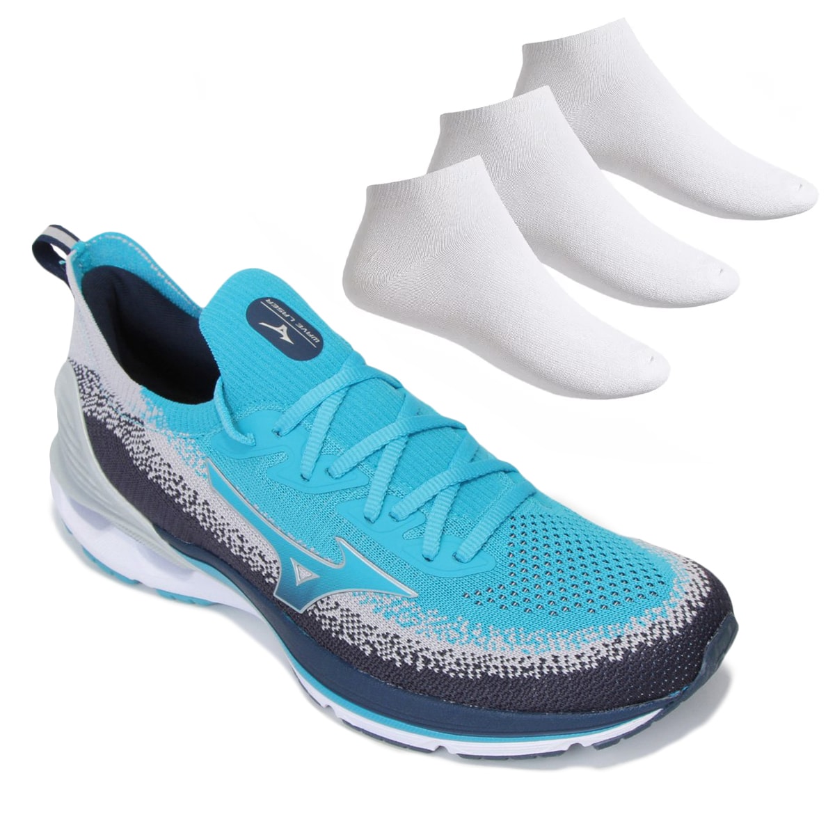 Kit T nis Mizuno Wave Laser Masculino 3 Pares de Meias