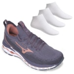 Kit Tênis Mizuno Wave Legend Feminino + 3 Pares de Meias